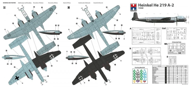 Samolot Heinkel He 219 A-2 72068 Hobby 2000