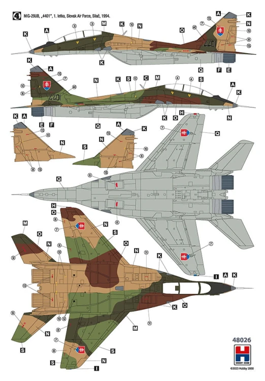 Samolot Mikoyan MiG-29UB Czech & Slovak Air Force 48026 Hobby 2000