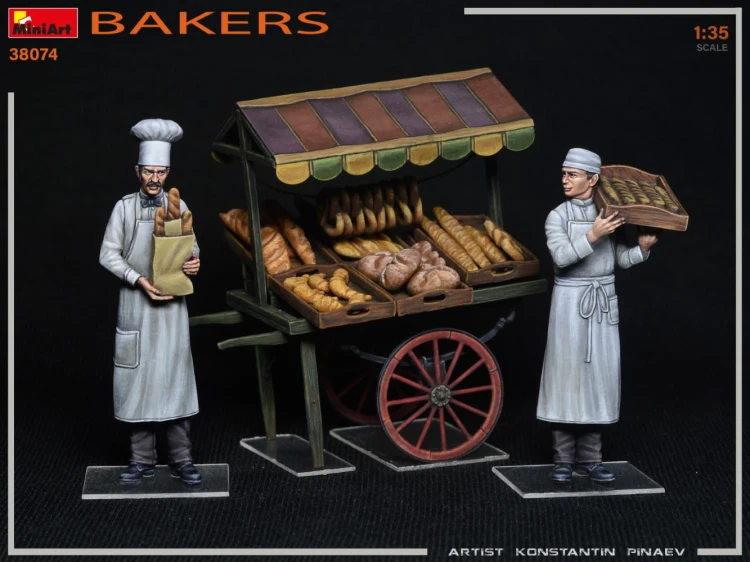 Figurki Piekarze z wózkiem straganem 38074 MiniArt