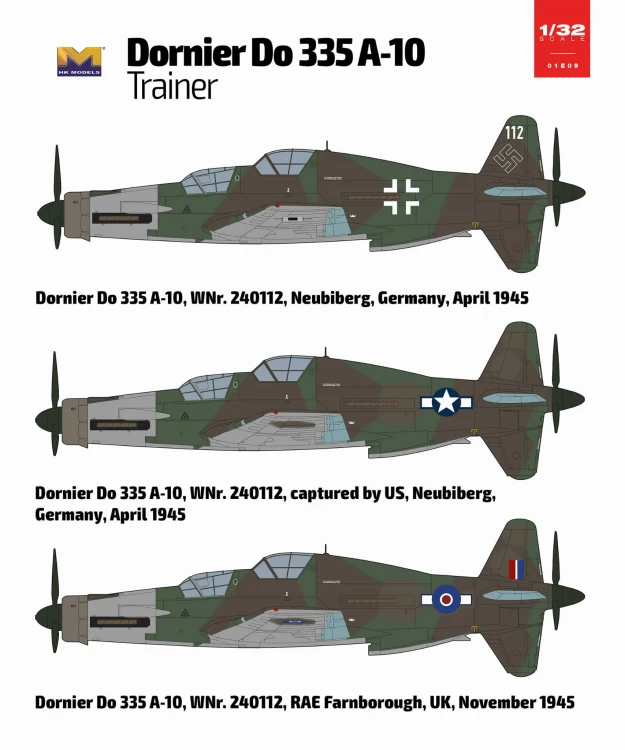 Samolot Dornier Do 335 A-10 Trainer 01E09 HK Models
