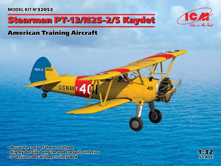 Samolot Stearman PT-13/N2S-2/5 Kaydet 32052 ICM