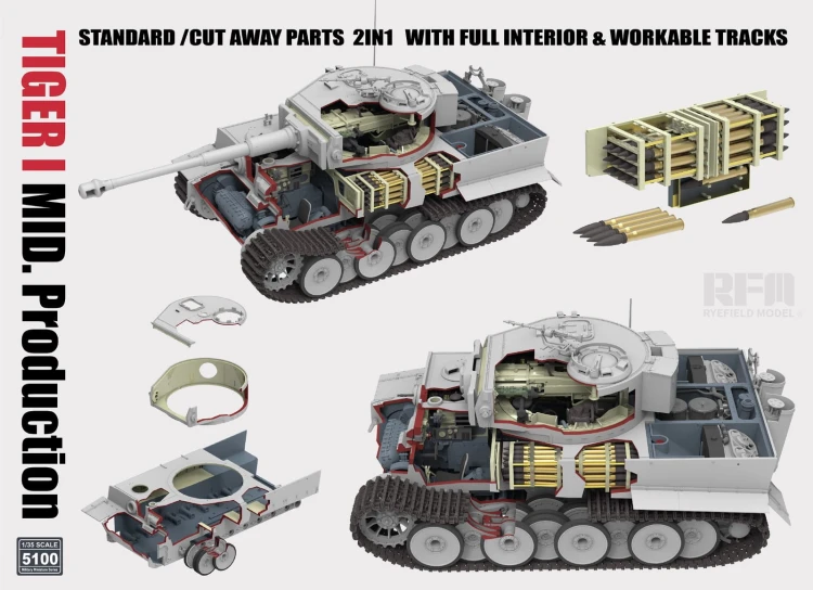 Czołg Tiger I PzKpfw VI Middle production RM-5100 RFM