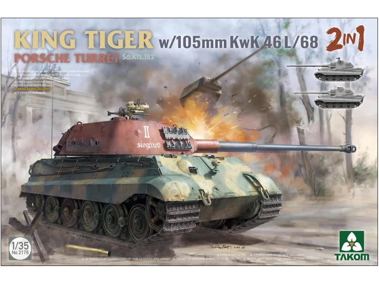 Czołg Sd.Kfz.182 King Tiger Porsche turret 2178 Takom