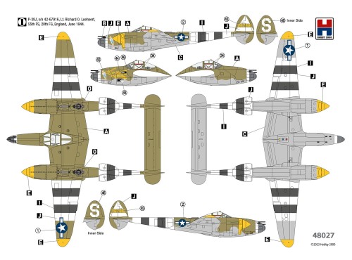 Samolot Lockheed P-38J Lightning ETO 1944 48027 Hobby 2000