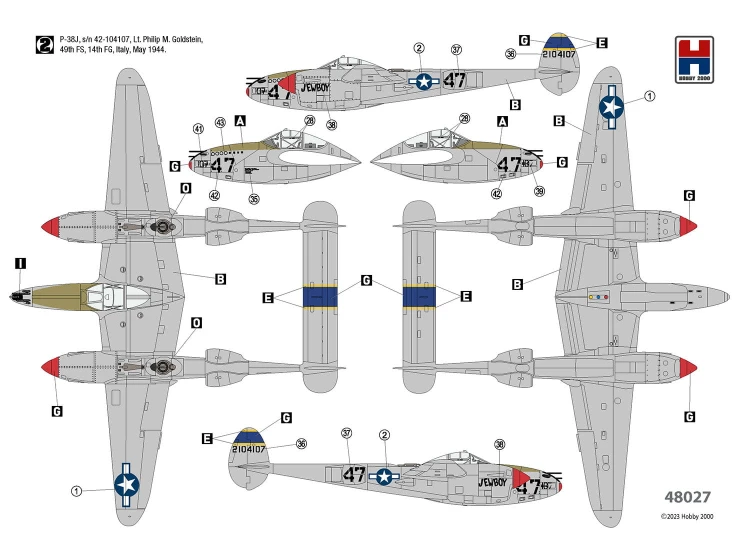 Samolot Lockheed P-38J Lightning ETO 1944 48027 Hobby 2000