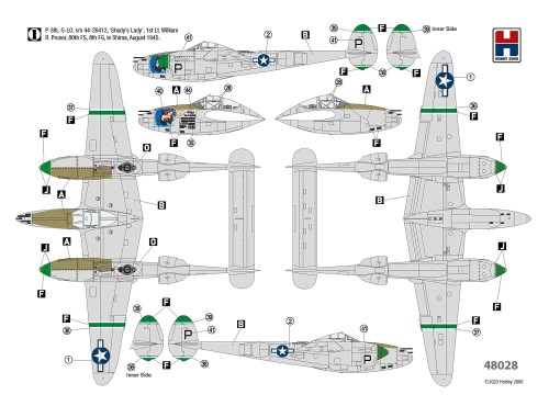 Samolot Lockheed P-38L Lightning 80th Fighter Squadron 48028 Hobby 2000