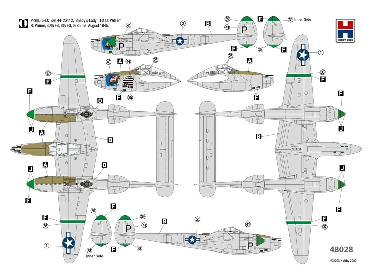 Samolot Lockheed P-38L Lightning 80th Fighter Squadron 48028 Hobby 2000