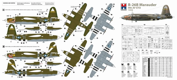 Samolot Martin B-26B Marauder 9th AF ETO 72058 Hobby 2000