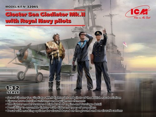 Samolot Gloster Sea Gladiator Mk.II z pilotami Royal Navy 32045 ICM