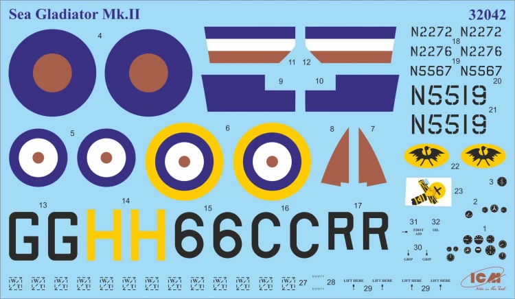 Samolot Gloster Sea Gladiator Mk.II z pilotami Royal Navy 32045 ICM