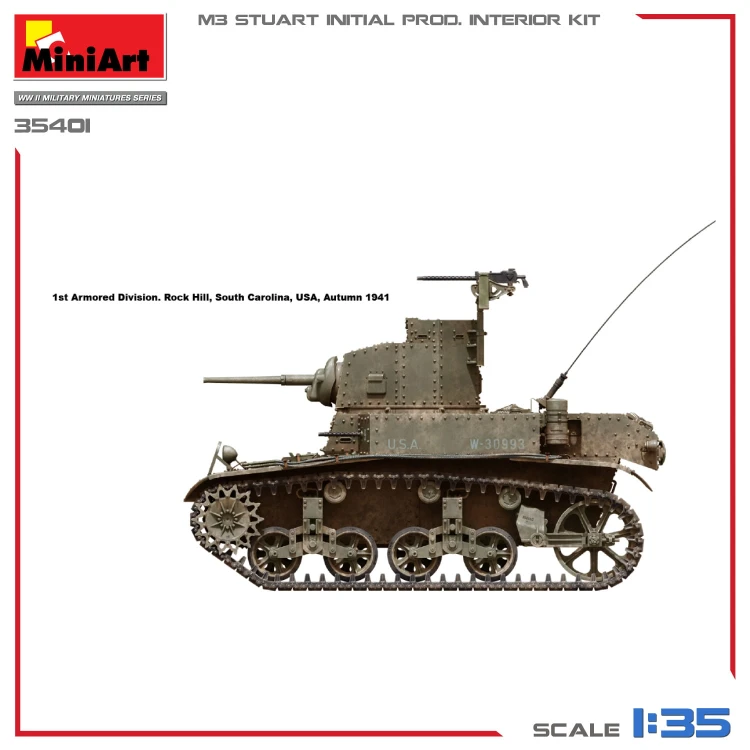 Czołg M3 Stuart Initial Production 35401 MiniArt