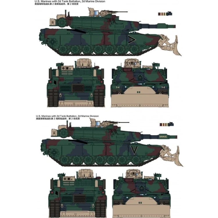 Czołg USMC M1A1 FEP Abrams z lemieszem RM-5048 RFM