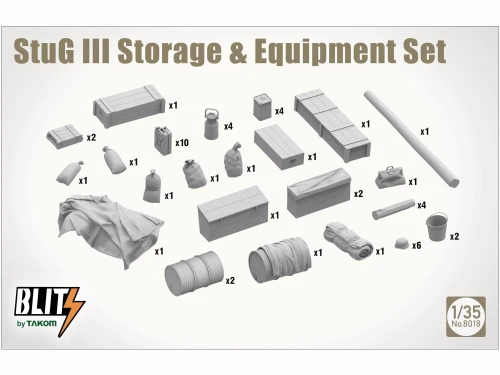 Wyposażenie StuG III Storage & Equipment Set 8018 Takom