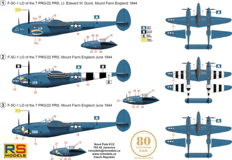 Samolot Lockheed F-5C Lightning 92289 RS Models