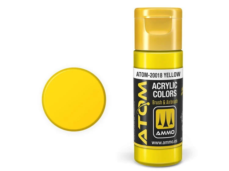 Farba akrylowa ATOM Yellow RAL1023 ATOM-20018 AMMO Mig Jimenez