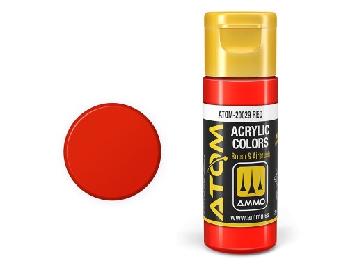 Farba akrylowa ATOM Red RAL3020 ATOM-20029 AMMO Mig Jimenez