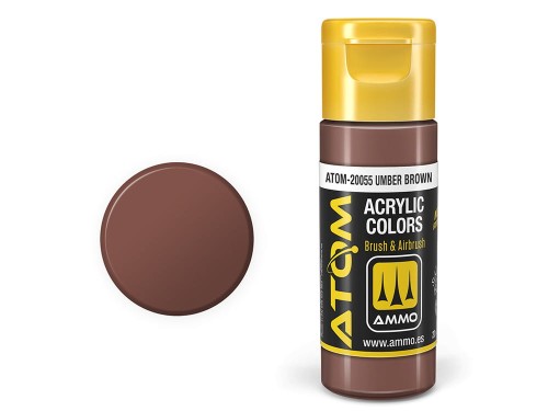Farba akrylowa ATOM Umber brown ATOM-20055 AMMO Mig Jimenez