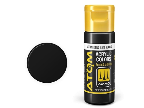 Farba akrylowa ATOM Black matt RAL9005 ATOM-20163 AMMO Mig Jimenez