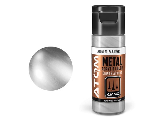 Farba akrylowa ATOM Silver metallic ATOM-20164 AMMO Mig Jimenez
