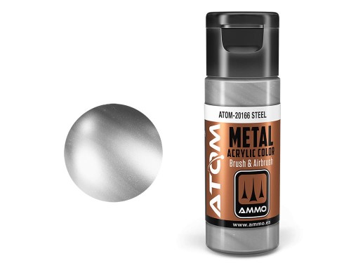 Farba akrylowa ATOM Steel metallic ATOM-20166 AMMO Mig Jimenez
