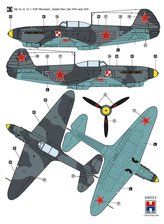 Samolot Yakovlev Yak-1b 1. PLM Warszawa 1944-45 48033 Hobby 2000