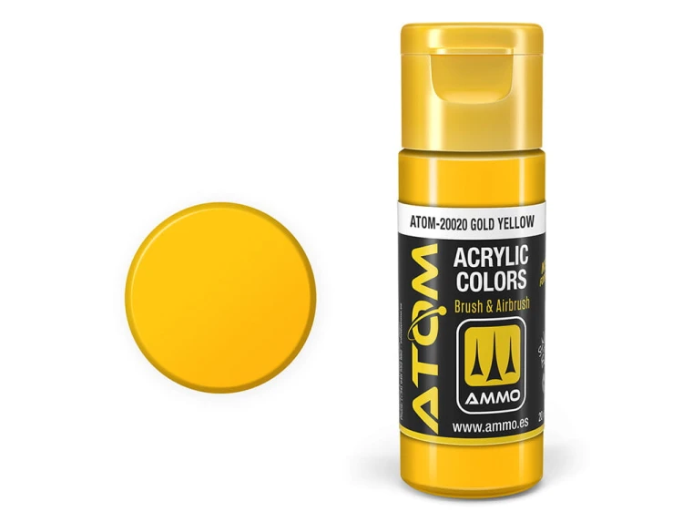 Farba akrylowa ATOM Gold yellow ATOM-20020 AMMO Mig Jimenez