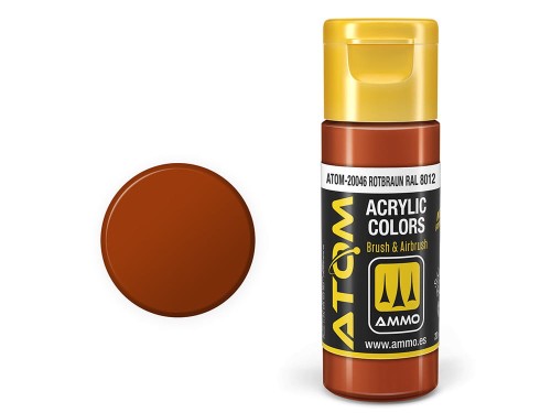 Farba akrylowa ATOM Rotbraun RAL8012 ATOM-20046 AMMO Mig Jimenez
