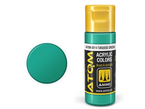 Farba akrylowa ATOM Turquoise green ATOM-20114 AMMO Mig Jimenez