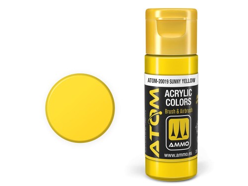 Farba akrylowa ATOM Sunny yellow ATOM-20019 AMMO Mig Jimenez