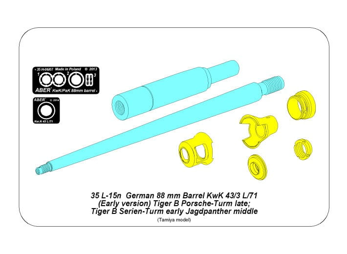 Lufa 8,8cm KwK 43/3 L/71 Early Tiger II & Jagdpanther 35L015N Aber