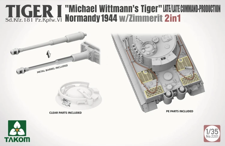 Czołg Tiger I Sd.Kfz.181 PzKpfw VI Ausf.E Late Michael Wittmann 2201 Takom