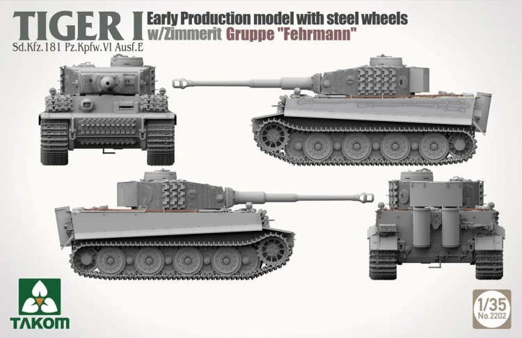 Czołg Tiger I Sd.Kfz.181 PzKpfw VI Ausf.E Early Gruppe Fehrmann 2202 Takom