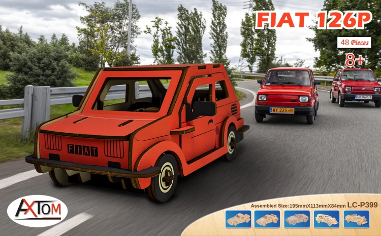 Samochód Fiat 126p maluch składanka drewniana LC-P399 Sea-Land
