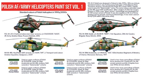 Zestaw farb akrylowych Polish AF/Army Helicopters vol.1 HTK-AS116 Hataka
