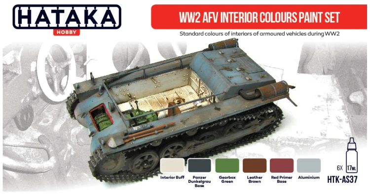 Zestaw farb akrylowych WW2 AFV Interior Colours HTK-AS37 Hataka Hobby