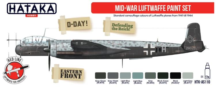 Zestaw farb akrylowych Mid-War Luftwaffe HTK-AS110 Hataka