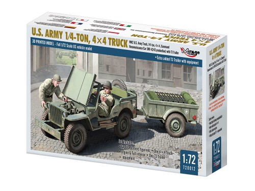 Jeep Willys MB 1/4 Ton 4x4 Truck with 3T Trailer 720012 Mirage Hobby