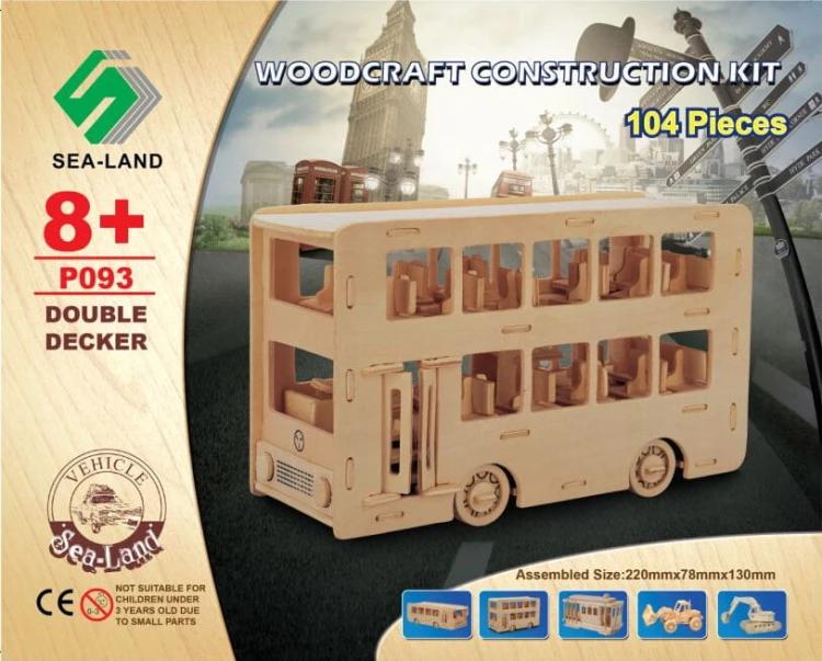 Autobus piętrowy składanka drewniana puzzle 3D P093 Sea-Land