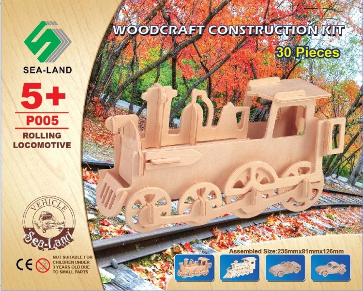 Lokomotywa składanka drewniana puzzle 3D P005 Sea-Land