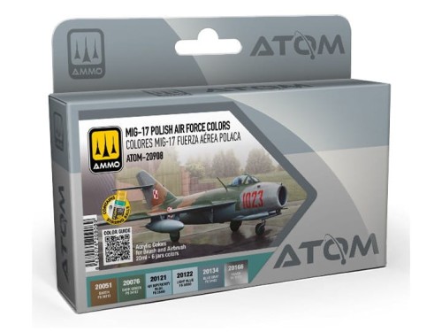 Zestaw farb akrylowych MiG-17 Polish Air Force Colors ATOM-20908 AMMO Mig Jimenez