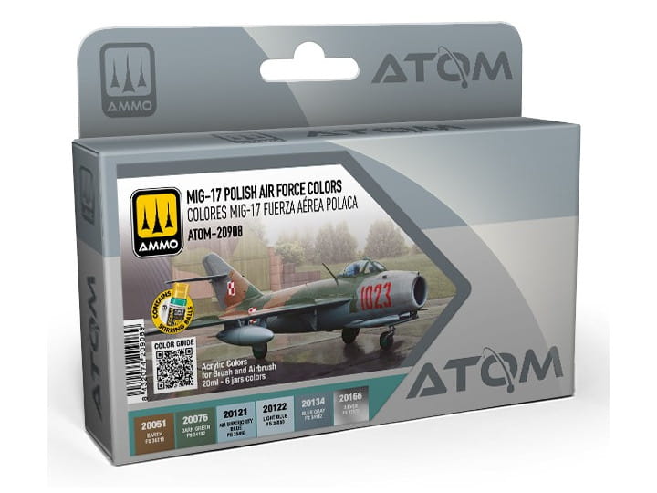 Zestaw farb akrylowych MiG-17 Polish Air Force Colors ATOM-20908 AMMO Mig Jimenez