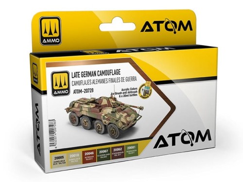 Zestaw farb akrylowych Late German Camouflage ATOM-20728 AMMO Mig Jimenez