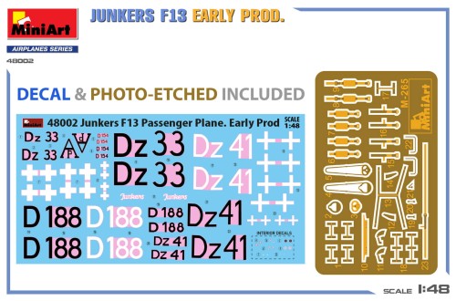 Samolot Junkers F13 Early Production 48002 MiniArt