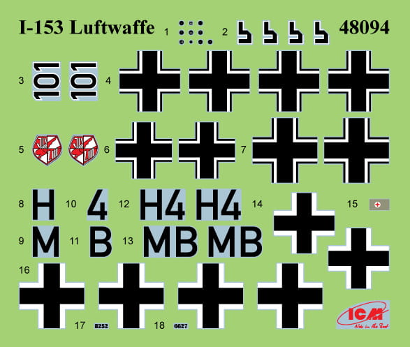 Samolot I-153 Luftwaffe with Pilots and Ground Personnel 48094 ICM