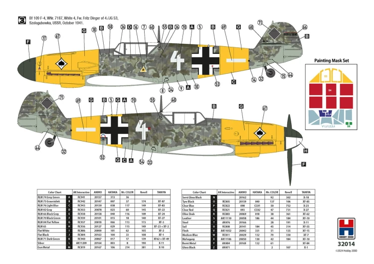 Samolot Messerschmitt Bf 109 F-4 Early Production 32014 Hobby 2000
