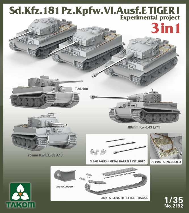 Czołg Tiger I Sd.Kfz.181 PzKpfw VI Ausf.E Experimental project 2192 Takom