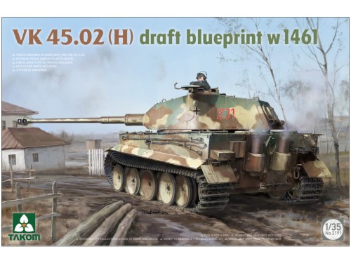 Czołg VK 45.02 (H) draft blueprint w 1461 2191 Takom