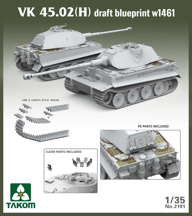 Czołg VK 45.02 (H) draft blueprint w 1461 2191 Takom