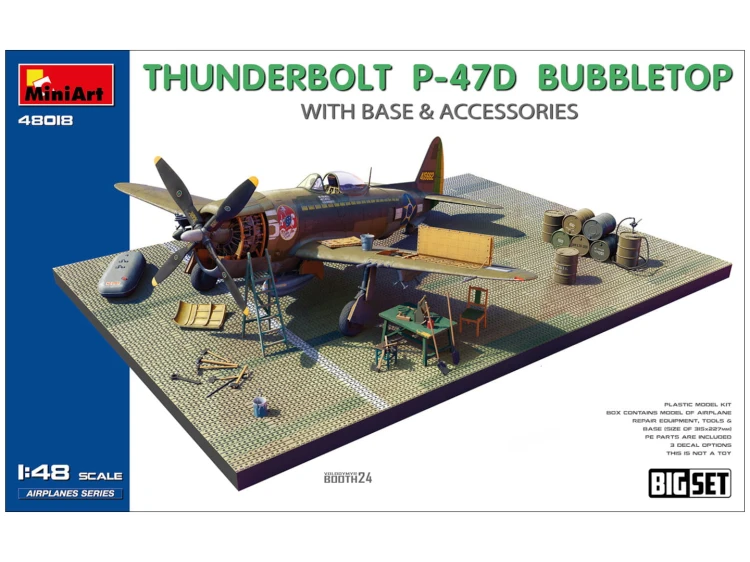 Samolot Thunderbolt P-47D Bubbletop With Base & Accesories 48018 MiniArt
