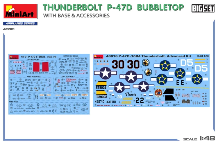 Samolot Thunderbolt P-47D Bubbletop With Base & Accesories 48018 MiniArt